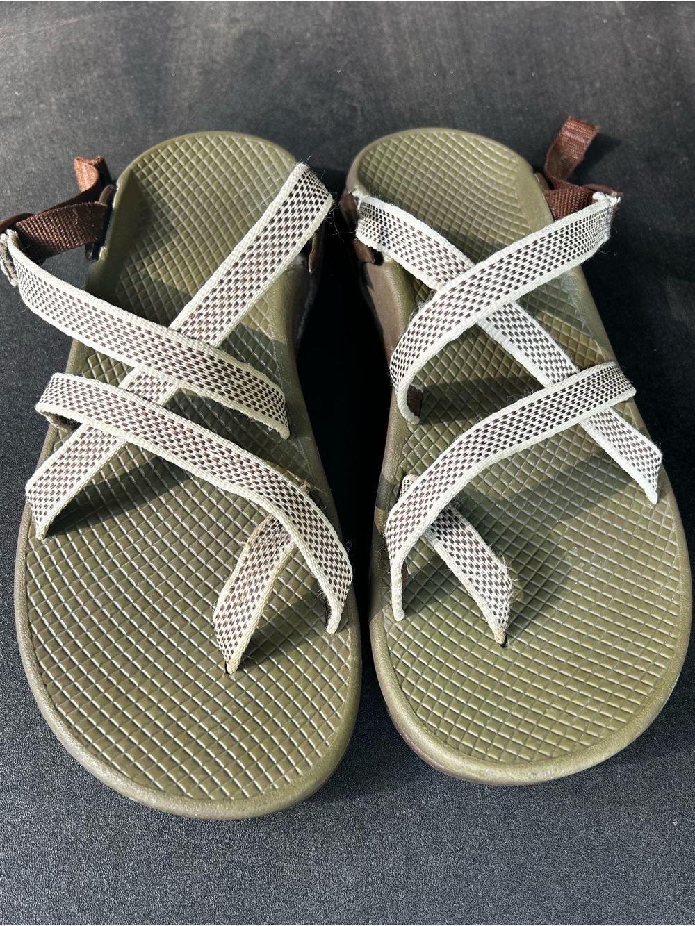 Chaco Olive Green Sandals with Light Tan Straps